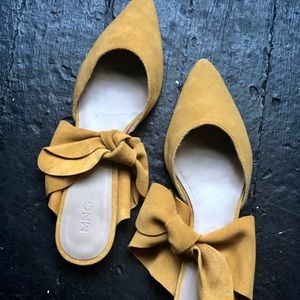 Mango Bow Suede Leather Mules